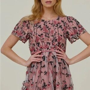 Piper & Scoot Blush and Black Floral Midi Dress